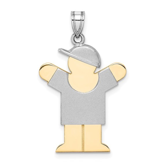 Million Charms 14k Two-Tone Large Boy with Hat on Right Engravable Charm